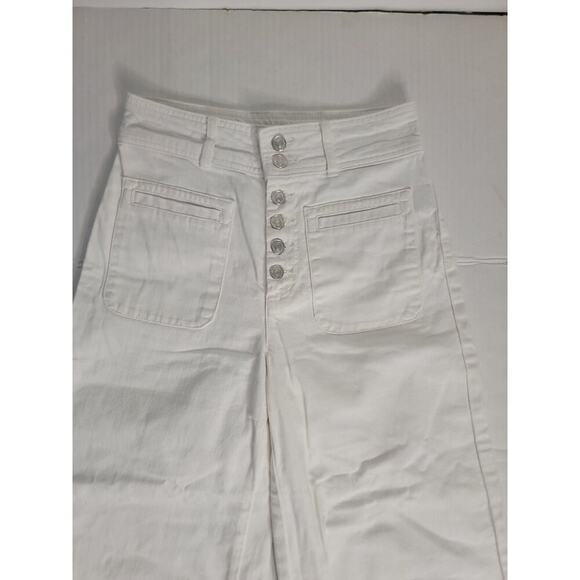 Free People Pants Womens 26 White Colette Wide Leg Culottes Cropped Button Fly - Picture 3 of 10